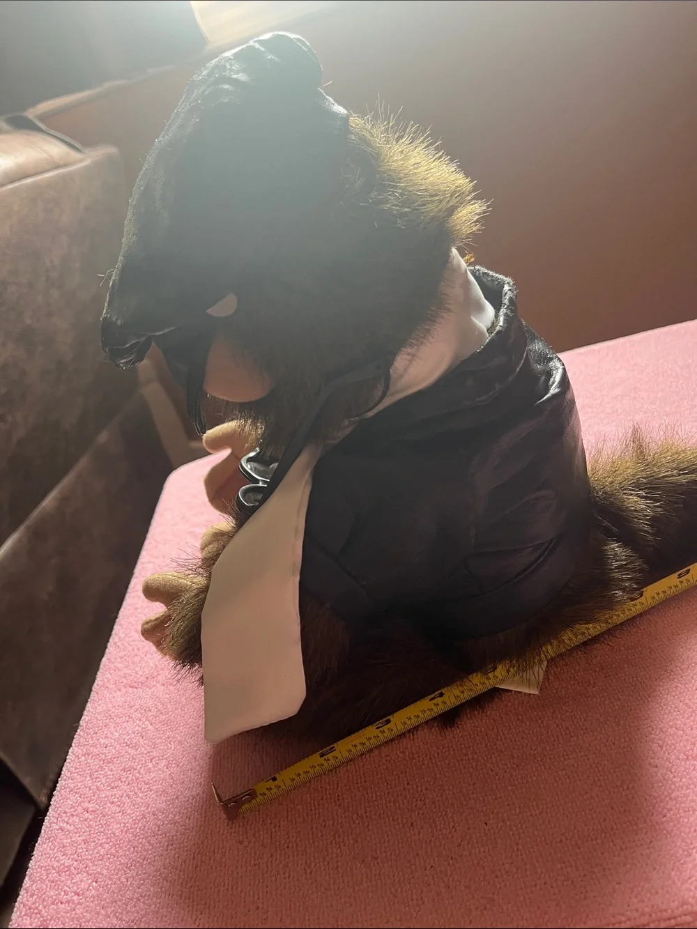 Vintage Plush Monkey Puppet with Biker Costume